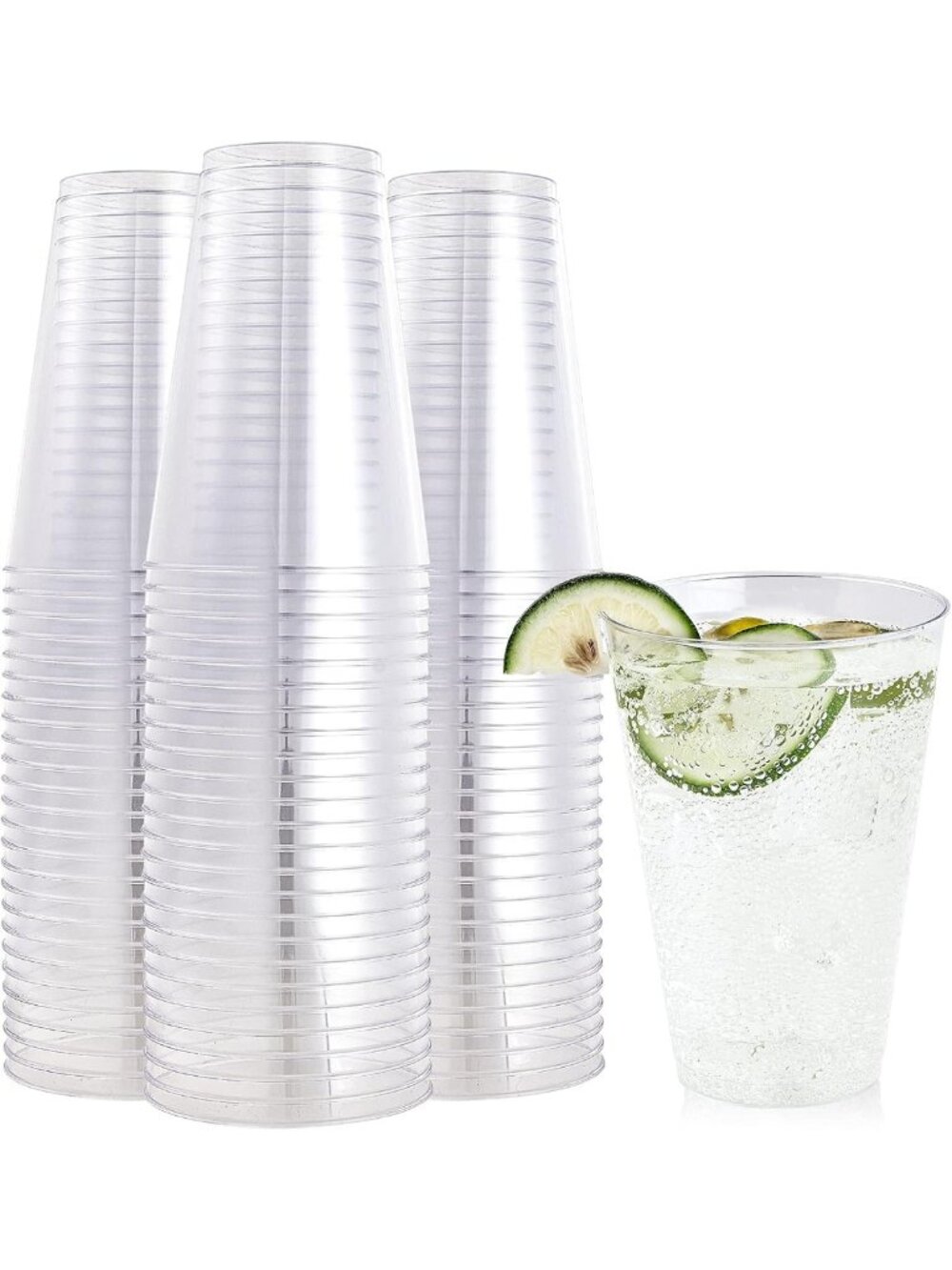 100 Pack 14 oz Clear Disposable Plastic Drinking Cups - Perfect for Parties
